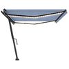 vidaXL Toldo retr&aacute;til manual com LED 500x350 cm azul e branco