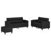 vidaXL 3 pcs conjunto de sof&aacute;s com almofad&otilde;es couro artificial preto