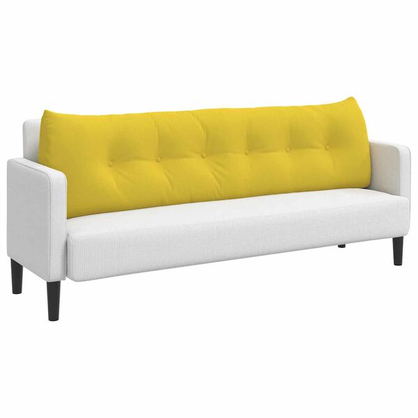 vidaXL Travesseiro para Costas Amarelo Claro 180 x 24 x 50 cm tecido
