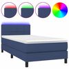 vidaXL Cama box spring c/ colch&atilde;o e LED 90x190 cm tecido azul