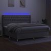 vidaXL Cama box spring c/ colch&atilde;o e LED 200x200 cm tecido cinza-claro