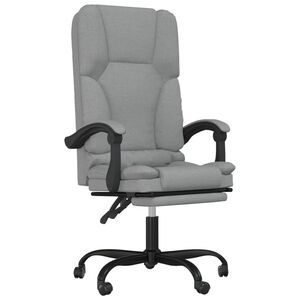 vidaXL Cadeira massagens escrit&oacute;rio reclin&aacute;vel tecido cinzento-claro