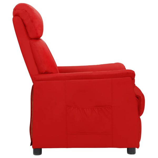 vidaXL Poltrona reclin&aacute;vel couro artificial vermelho tinto