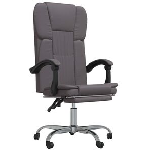 vidaXL Cadeira de escrit&oacute;rio reclin&aacute;vel couro artificial cinzento
