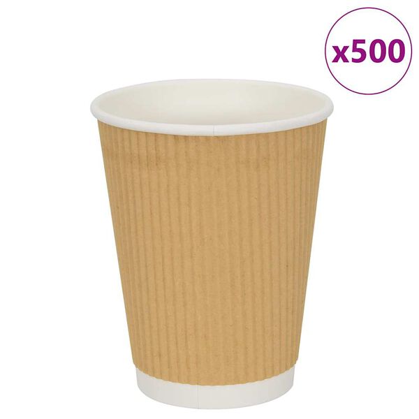 vidaXL Copos de caf&eacute; de papel 500 pcs 12oz 300ml castanho