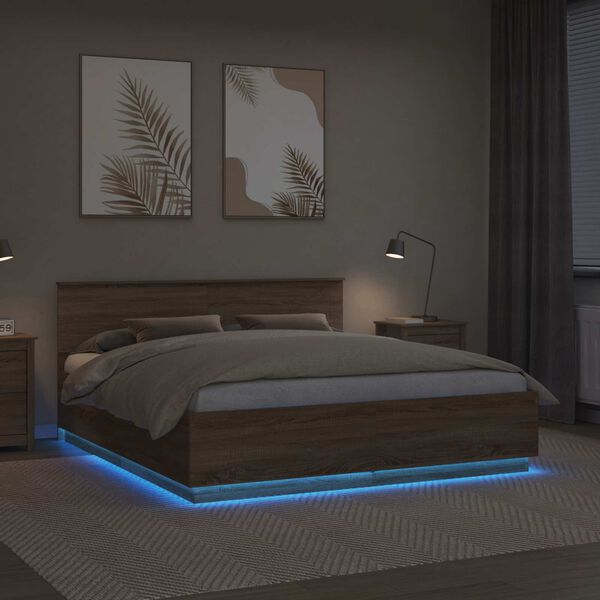 vidaXL Estrutura da Cama com cabeceira Carvalho Sonoma 180 x 200 cm