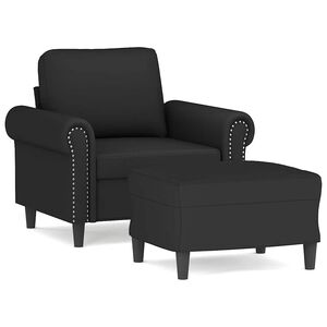 vidaXL Poltrona com apoio de p&eacute;s 60 cm veludo preto