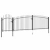 vidaXL Port&atilde;o de cerca de jardim Woerden com topo em forma de lan&ccedil;a, 5x1,5 m, preto
