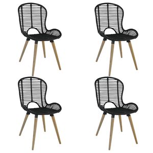 vidaXL Cadeiras de jantar 4 pcs vime natural preto