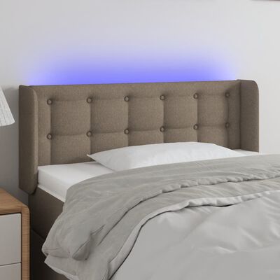 vidaXL Cabeceira cama luzes LED tecido 83x16x78/88cm cinza-acastanhado