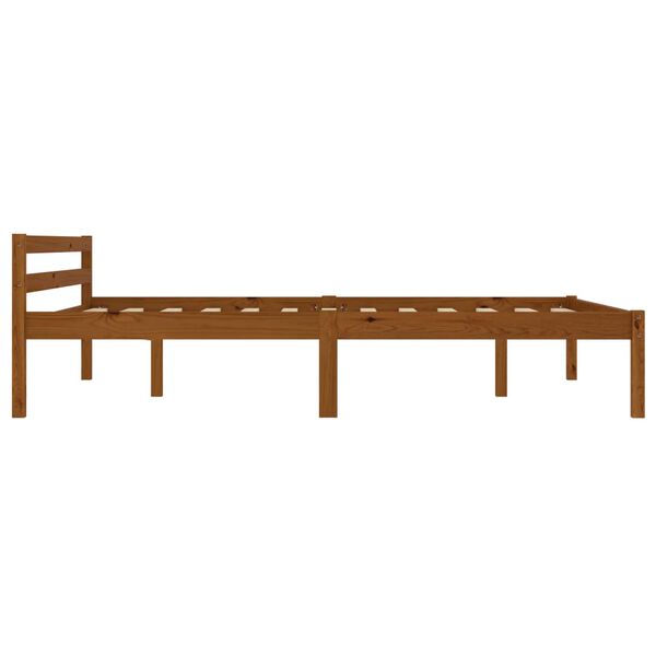 vidaXL Estrutura de cama 140x200 cm madeira pinho maci&ccedil;o castanho mel