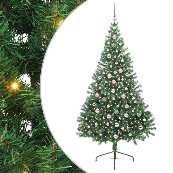 vidaXL &Aacute;rvore de Natal Artificial Pr&eacute;-iluminada Verde 240 cm PVC