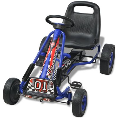 vidaXL Kart a pedais com assento ajustável, azul