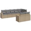 vidaXL 8 pcs conjunto de sof&aacute;s p/ jardim com almofad&otilde;es vime PE bege