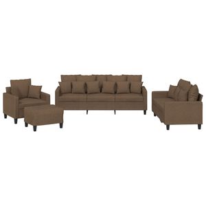 vidaXL 4 pcs conjunto de sof&aacute;s com almofadas tecido castanho