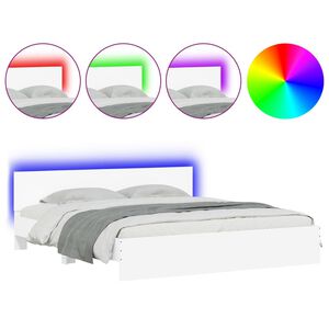 vidaXL Estrutura de cama com cabeceira e luzes LED 200x200 cm branco
