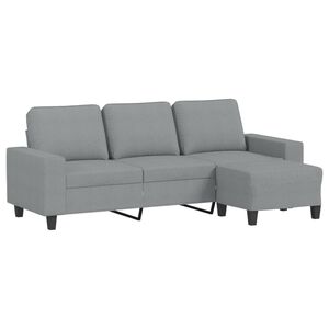 vidaXL Sof&aacute; de 3 lugares com apoio de p&eacute;s 180 cm tecido cinzento-claro