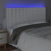 vidaXL Cabeceira cama c/ LED couro artificial 180x5x118/128 cm branco