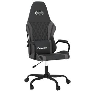 vidaXL Cadeira gaming massagens couro artificial preto e cinzento