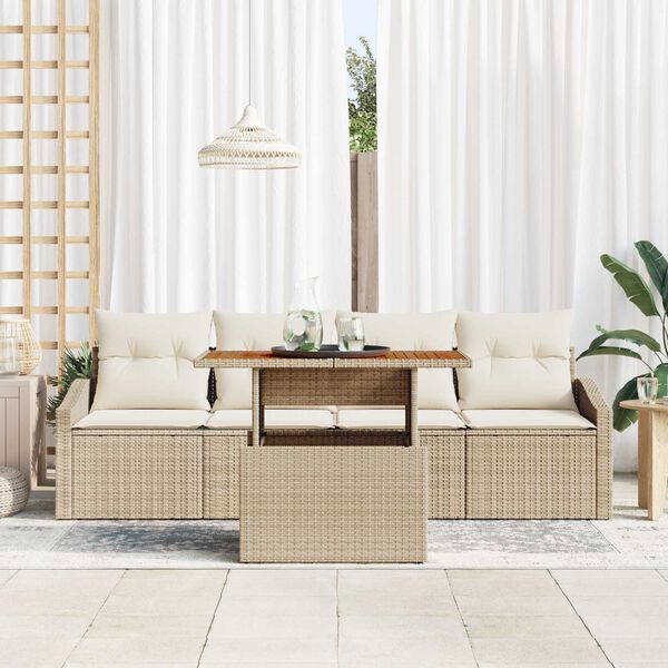 vidaXL Conjunto de Sofá de Jardim 5 pcs Bege Rattan Sintético