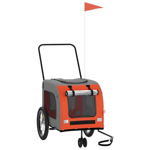 vidaXL Reboque bicicleta p/ animais tecido oxford/ferro laranja/cinza