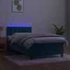 vidaXL Cama box spring c/ colch&atilde;o/LED 80x200 cm veludo azul-escuro