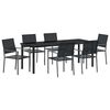 vidaXL Conjunto de Jantar para Jardim 7 pcs Preto Rattan de PE