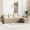 vidaXL Conjunto de Sof&aacute; de Jardim 5 pcs Bege Rattan Sint&eacute;tico