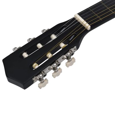 vidaXL 8 peças conjunto guitarra clássica iniciantes 3/4 36" preto