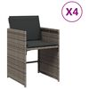 vidaXL Cadeiras de jardim com almofad&otilde;es 4 pcs vime PE cinzento