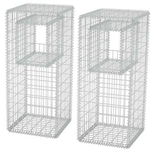 vidaXL Postes/floreiras gabi&atilde;o 2 pcs a&ccedil;o 50x50x120 cm
