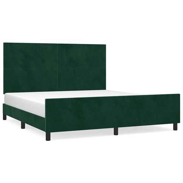 vidaXL Estrutura de cama sem colch&atilde;o 160x200 cm veludo verde-escuro