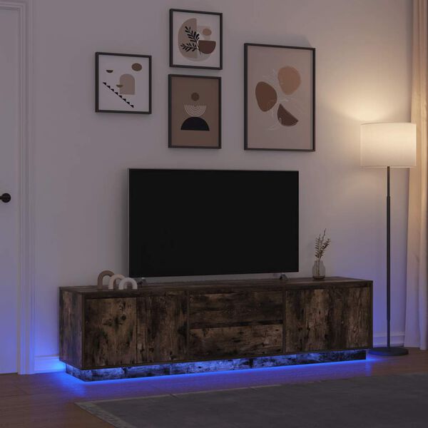 vidaXL M&oacute;vel de TV com luzes LED 193,5x41x50 cm carvalho fumado