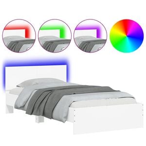 vidaXL Estrutura de cama com cabeceira e luzes LED 100x200 cm branco
