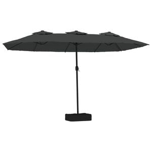 vidaXL Guarda-sol de jardim c/ cabe&ccedil;a dupla/LED 449x265 cm antracite