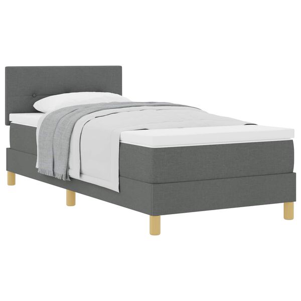 vidaXL Cama Box com colch&atilde;o Cinza Escuro 80 x 200 cm tecido