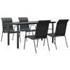 vidaXL 5 pcs conjunto de jantar para jardim a&ccedil;o e textilene preto