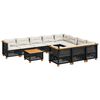 vidaXL 11 pcs conjunto sof&aacute;s de jardim c/ almofad&otilde;es vime PE preto
