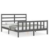 vidaXL Estrutura de cama com cabeceira 160x200 cm madeira maci&ccedil;a cinza