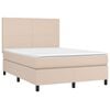 vidaXL Cama box spring c/colch&atilde;o/LED 140x200cm couro artif. cappuccino