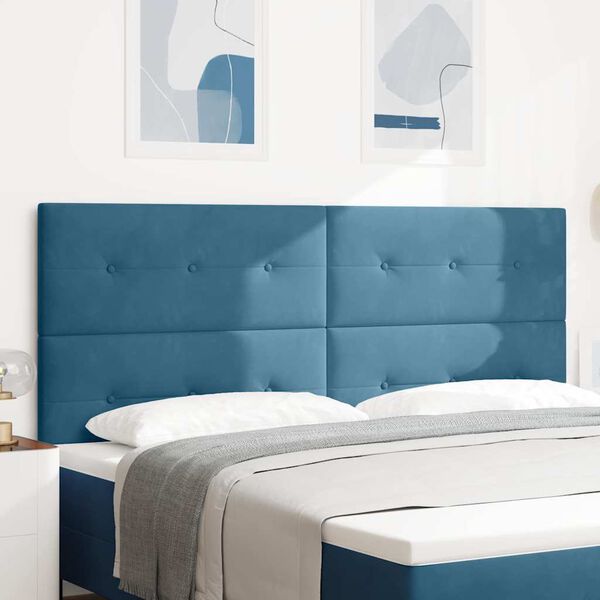 vidaXL Cabeceira LED com luzes de tira LED Azul 200 cm Poli&eacute;ster