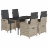 vidaXL 5 pcs conjunto de jantar p/ jardim c/ almofad&otilde;es cinzento claro