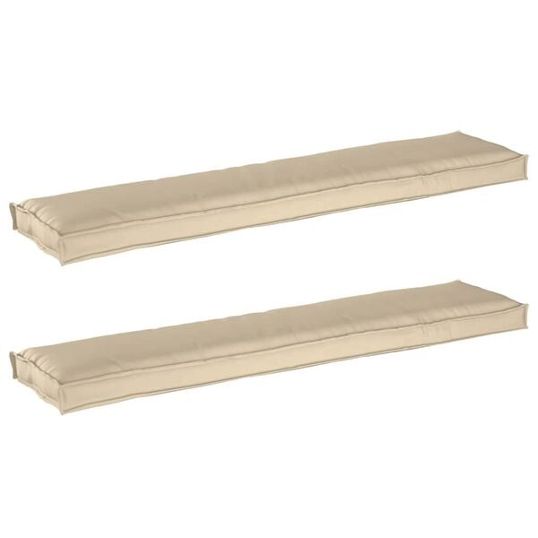 vidaXL Conjunto de Almofadas para Palete 2 pcs Bege 180 x 40 x 8 cm