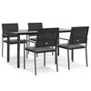 vidaXL 5 pcs conjunto de jantar p/ jardim c/ almofad&otilde;es vime PE e a&ccedil;o