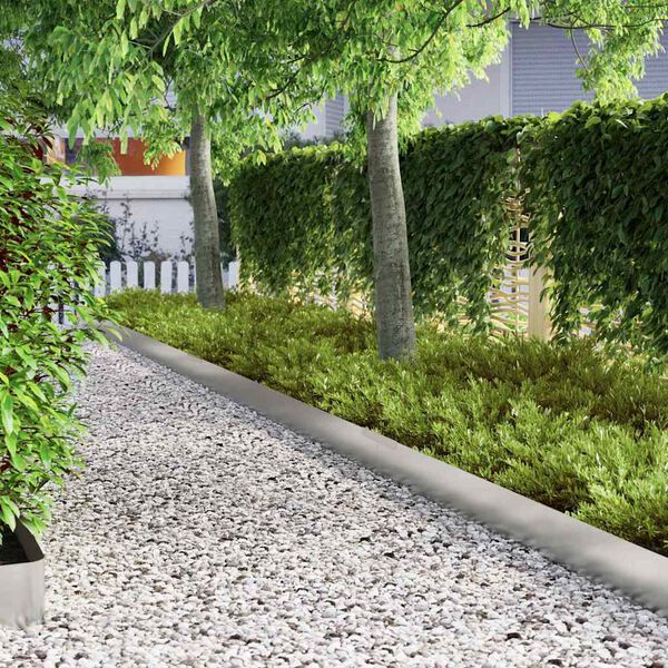 vidaXL Acabamento para Gramado 4 pcs Prateado 450 x 0.05 x 15 cm