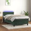vidaXL Cama box spring c/ colch&atilde;o/LED 80x200 cm veludo verde-escuro