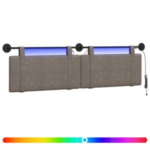 vidaXL Cabeceira suspensa Com luz LED Cinzento PU Antigo