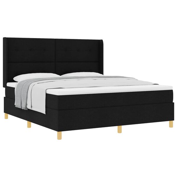 vidaXL Cama Box com colch&atilde;o com cabeceira Preto 180 x 200 cm tecido