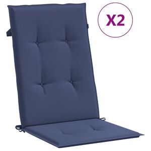 vidaXL Almofad&otilde;es cadeira encosto alto 2pcs tecido azul-marinho