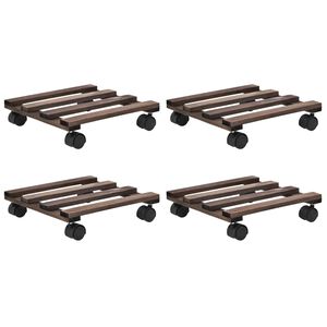 vidaXL Bases com rodas p/ vasos 4 pcs madeira de cedro 25x25 cm